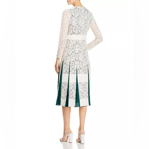 Tory Burch Lace Godet Dress - 4 ~ Ivory / Green - Picture 2 of 16